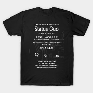 Status Quo 10th of March 1976 Glasgow Apollo UK Tour Ticket Repro T-Shirt